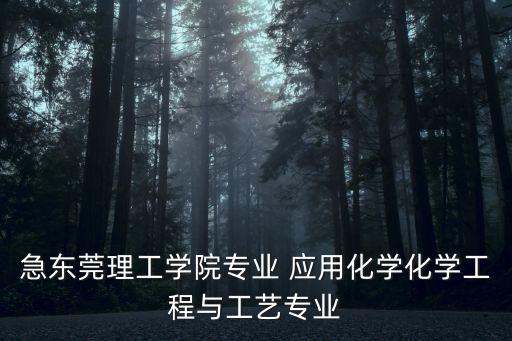 急東莞理工學院專業 應用化學化學工程與工藝專業