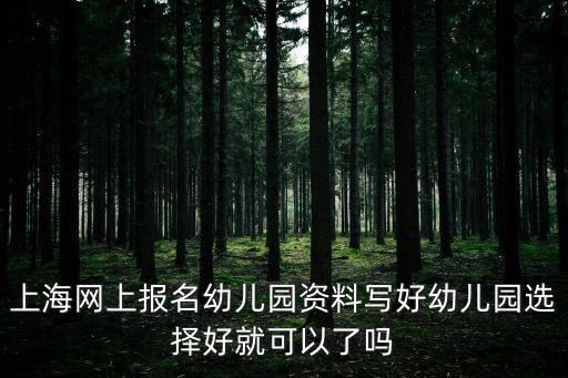 上海網上報名幼兒園資料寫好幼兒園選擇好就可以了嗎