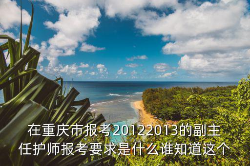 在重慶市報考20122013的副主任護師報考要求是什么誰知道這個