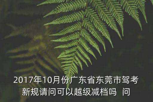 2017年10月份廣東省東莞市駕考新規(guī)請問可以越級減檔嗎  問