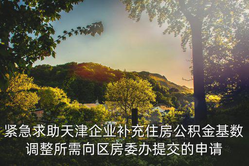 緊急求助天津企業(yè)補充住房公積金基數(shù)調(diào)整所需向區(qū)房委辦提交的申請
