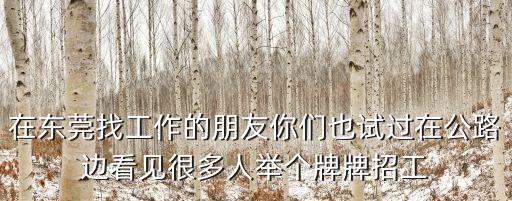 在東莞找工作的朋友你們也試過(guò)在公路邊看見(jiàn)很多人舉個(gè)牌牌招工