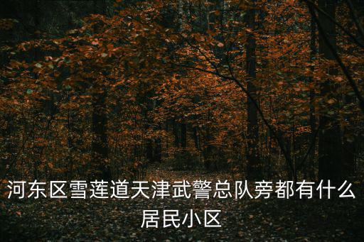 天津市河東區衛國道柏麗花園，河東區雪蓮道天津武警總隊旁都有什么居民小區