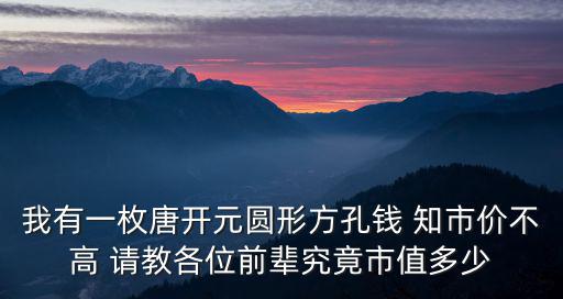 東莞市道螄禿右宦肺搴，我有一枚唐開元圓形方孔錢 知市價不高 請教各位前輩究竟市值多少