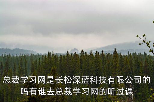 總裁學習網是長松深藍科技有限公司的嗎有誰去總裁學習網的聽過課
