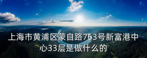 上海市黃浦區蒙自路763號新富港中心33層是做什么的
