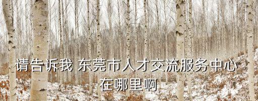 請告訴我 東莞市人才交流服務(wù)中心 在哪里啊