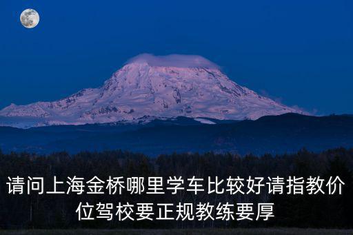 請問上海金橋哪里學車比較好請指教價位駕校要正規教練要厚