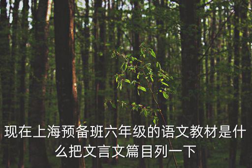 現在上海預備班六年級的語文教材是什么把文言文篇目列一下