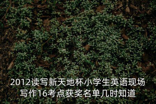 上海市讀寫新天地杯英語試卷，2012讀寫新天地杯小學(xué)生英語現(xiàn)場寫作16考點獲獎名單幾時知道