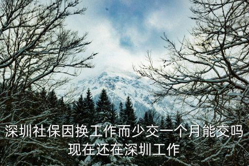 深圳社保因換工作而少交一個月能交嗎現在還在深圳工作