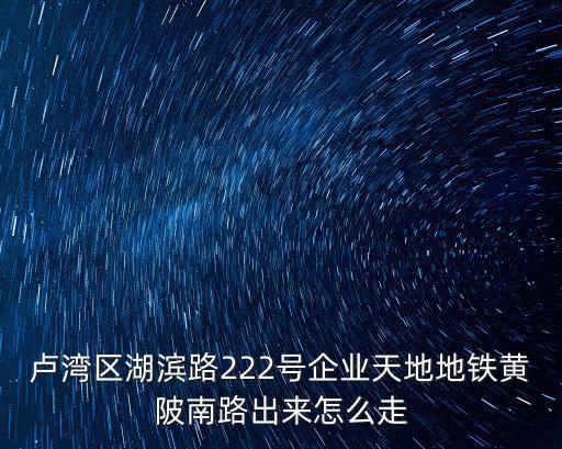 盧灣區湖濱路222號企業天地地鐵黃陂南路出來怎么走