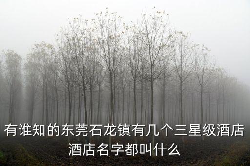 有誰知的東莞石龍鎮有幾個三星級酒店酒店名字都叫什么