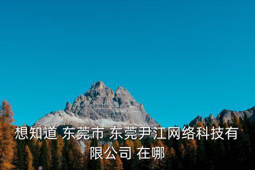 想知道 東莞市 東莞尹江網(wǎng)絡科技有限公司 在哪