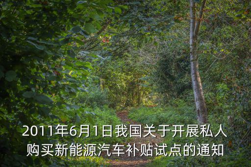 2011年6月1日我國關于開展私人購買新能源汽車補貼試點的通知