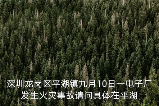 深圳龍崗區平湖鎮九月10日一電子廠發生火災事故請問具體在平湖