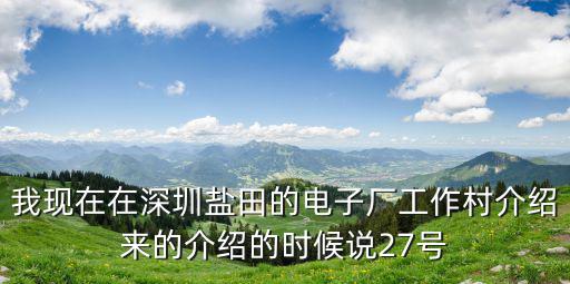 我現在在深圳鹽田的電子廠工作村介紹來的介紹的時候說27號