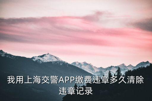 我用上海交警APP繳費(fèi)違章多久清除違章記錄