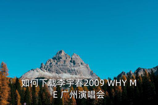 如何下載李宇春2009 WHY ME 廣州演唱會