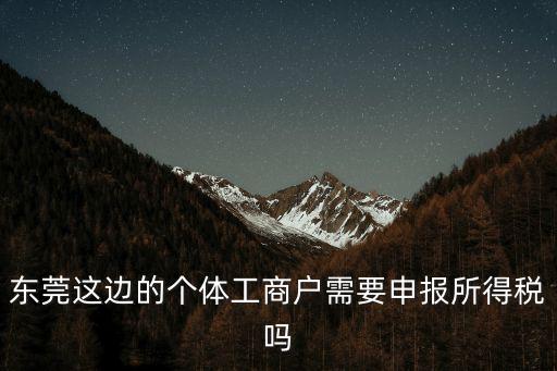 東莞這邊的個體工商戶需要申報所得稅嗎