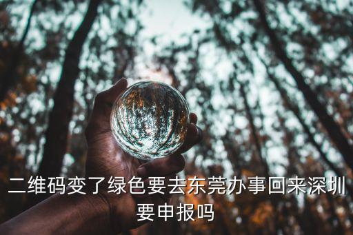 二維碼變了綠色要去東莞辦事回來深圳要申報嗎