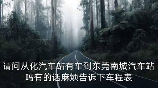 請問從化汽車站有車到東莞南城汽車站嗎有的話麻煩告訴下車程表