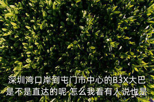 深圳灣口岸到屯門市中心的B3X大巴是不是直達(dá)的呢 怎么我看有人說也是