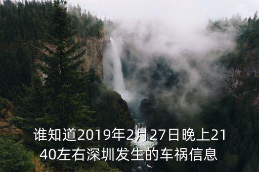 誰知道2019年2月27日晚上2140左右深圳發生的車禍信息