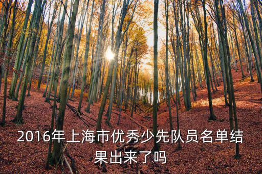 2016年上海市優秀少先隊員名單結果出來了嗎