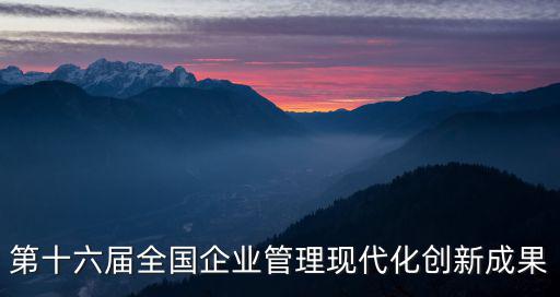 第十六屆全國企業(yè)管理現(xiàn)代化創(chuàng)新成果