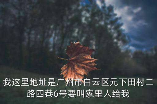 我這里地址是廣州市白云區元下田村二路四巷6號要叫家里人給我