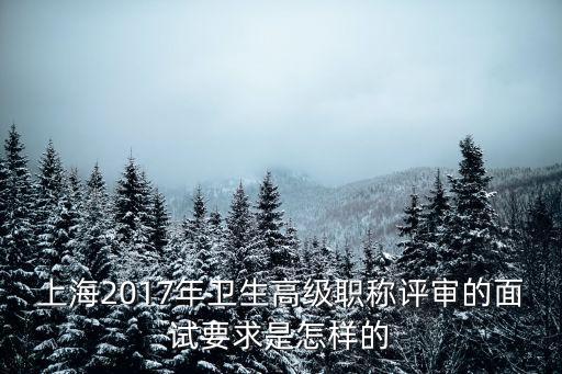上海2017年衛(wèi)生高級職稱評審的面試要求是怎樣的