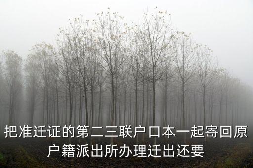 深圳準遷證第二聯，戶口準予遷入證明第二聯和戶口準予遷入證明第三聯都要拿給
