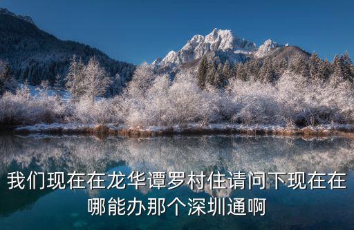 我們現(xiàn)在在龍華譚羅村住請問下現(xiàn)在在哪能辦那個深圳通啊