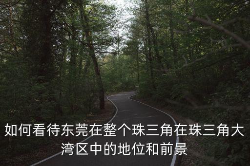 如何看待東莞在整個珠三角在珠三角大灣區中的地位和前景