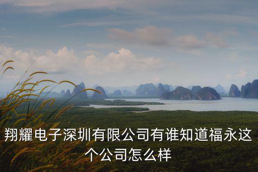翔耀電子深圳有限公司有誰知道福永這個(gè)公司怎么樣