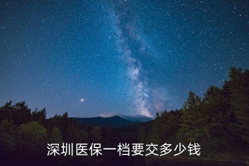 深圳醫保一檔要交多少錢