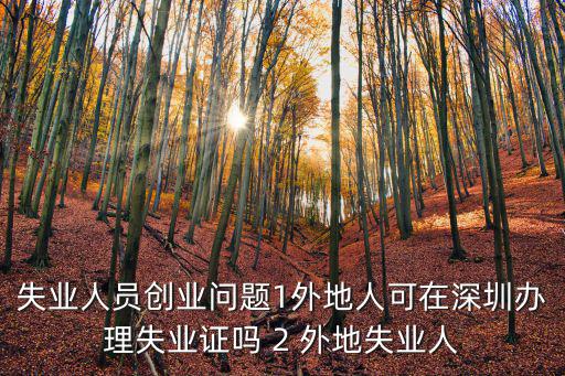 失業人員創業問題1外地人可在深圳辦理失業證嗎 2 外地失業人