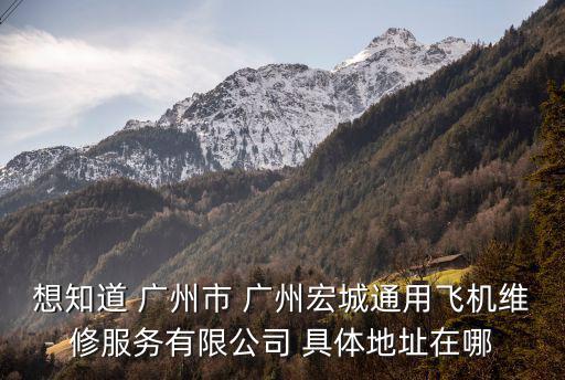 想知道 廣州市 廣州宏城通用飛機維修服務有限公司 具體地址在哪