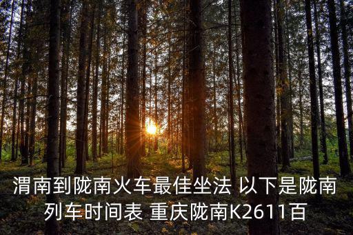 渭南到隴南火車最佳坐法 以下是隴南列車時間表 重慶隴南K2611百
