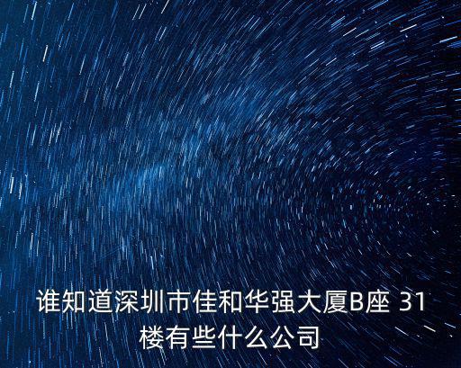 誰(shuí)知道深圳市佳和華強(qiáng)大廈B座 31樓有些什么公司