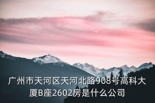 廣州市天河區(qū)天河北路908號高科大廈B座2602房是什么公司
