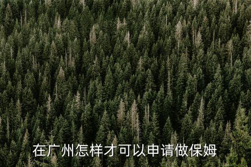在廣州怎樣才可以申請(qǐng)做保姆
