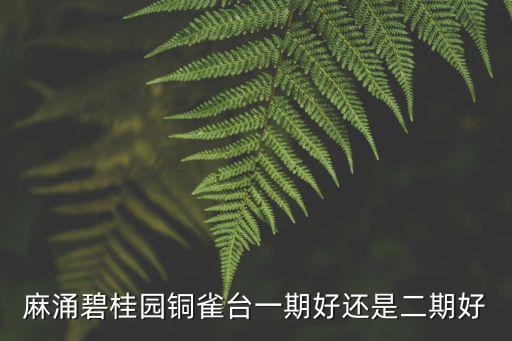 麻涌碧桂園銅雀臺一期好還是二期好