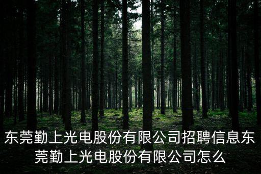 東莞勤上光電股份有限公司招聘信息東莞勤上光電股份有限公司怎么