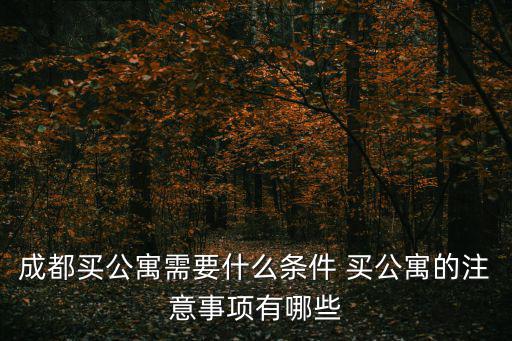 成都買公寓需要什么條件 買公寓的注意事項有哪些