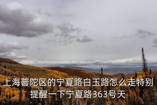 上海普陀區的寧夏路白玉路怎么走特別提醒一下寧夏路363號天