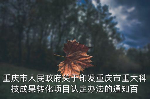 重慶市人民政府關(guān)于印發(fā)重慶市重大科技成果轉(zhuǎn)化項目認定辦法的通知百