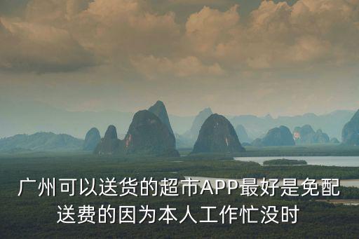 廣州可以送貨的超市APP最好是免配送費的因為本人工作忙沒時