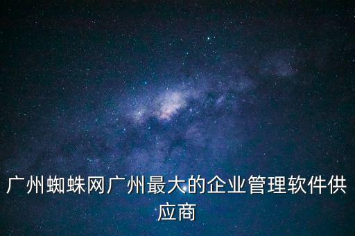 廣州蜘蛛網廣州最大的企業管理軟件供應商